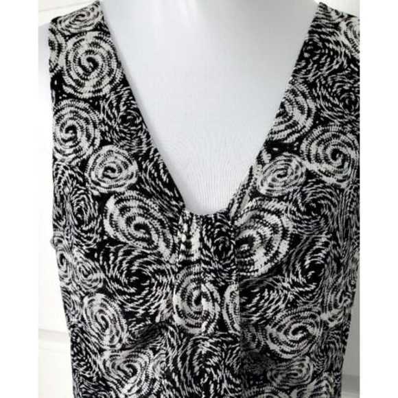 Kenneth Cole New York Midi Dress Womens Black White Sheer Layered Shift Sz M EUC - Picture 2 of 8